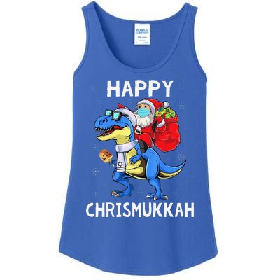 Happy Chrismukkah Hanukkah Christmas Jewis Dinosaur Santa Ladies Essential Tank