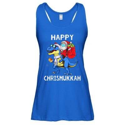 Happy Chrismukkah Hanukkah Christmas Jewis Dinosaur Santa Ladies Essential Flowy Tank