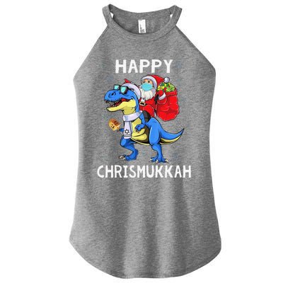 Happy Chrismukkah Hanukkah Christmas Jewis Dinosaur Santa Women’s Perfect Tri Rocker Tank