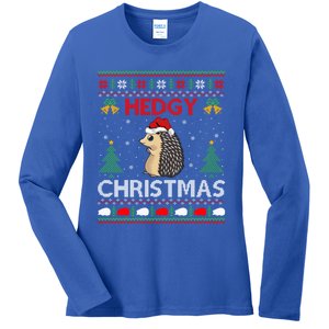 Hedgy Christmas Hedgehog Gift Ugly Hedgehog Christmas Gift Ladies Long Sleeve Shirt