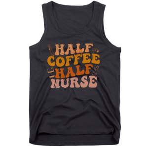 Half Coffee Half Nurse Groovy Colors RN LPN Medical Staffs Tank Top