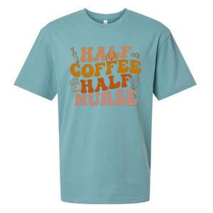 Half Coffee Half Nurse Groovy Colors RN LPN Medical Staffs Sueded Cloud Jersey T-Shirt