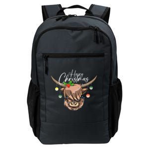 Hairy Christmas Highland Cow Christmas Light Cow Gift Daily Commute Backpack