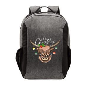 Hairy Christmas Highland Cow Christmas Light Cow Gift Vector Backpack