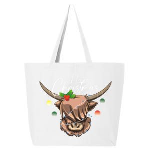 Hairy Christmas Highland Cow Christmas Light Cow Gift 25L Jumbo Tote