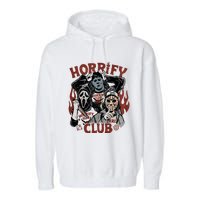 Horrify Club Halloween Characters Funny Horror Characters Garment-Dyed Fleece Hoodie