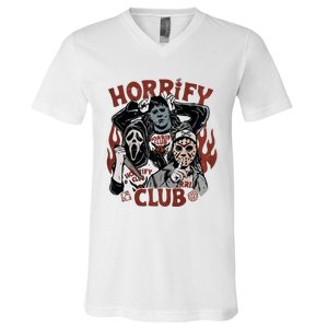 Horrify Club Halloween Characters Funny Horror Characters V-Neck T-Shirt