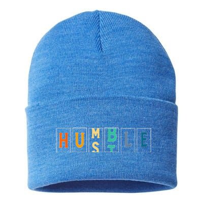 Hustle Cool Humble Odometer Motivational Sustainable Knit Beanie