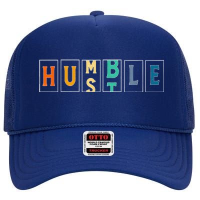 Hustle Cool Humble Odometer Motivational High Crown Mesh Back Trucker Hat