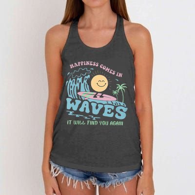 Happiness Comes In Funny Waves It Will Find You Again Women's Knotted Racerback Tank