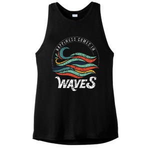 Happiness Comes In Waves  Vacation  Ocean Ladies PosiCharge Tri-Blend Wicking Tank