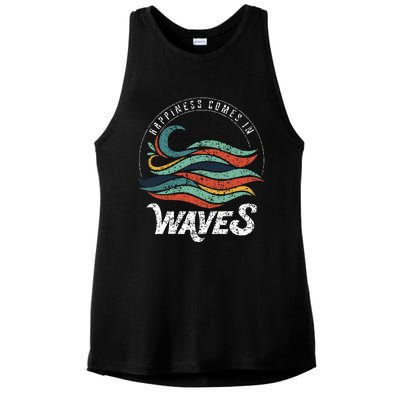 Happiness Comes In Waves  Vacation  Ocean Ladies PosiCharge Tri-Blend Wicking Tank