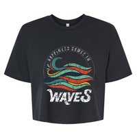 Happiness Comes In Waves  Vacation  Ocean Bella+Canvas Jersey Crop Tee