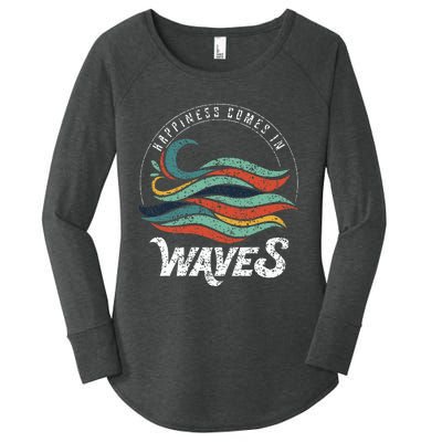 Happiness Comes In Waves  Vacation  Ocean Women's Perfect Tri Tunic Long Sleeve Shirt