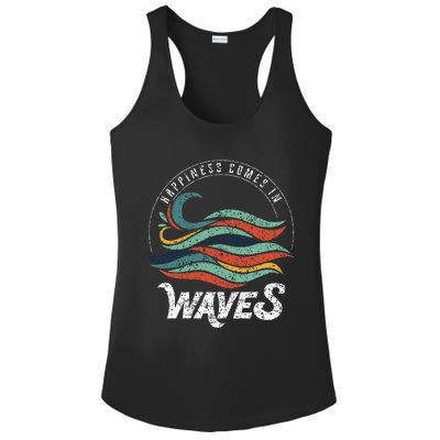 Happiness Comes In Waves  Vacation  Ocean Ladies PosiCharge Competitor Racerback Tank