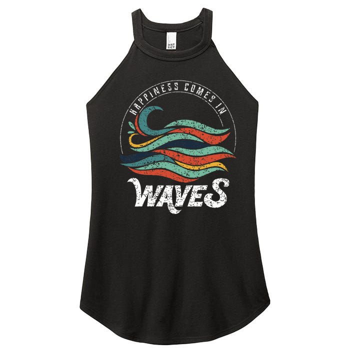 Happiness Comes In Waves  Vacation  Ocean Women's Perfect Tri Rocker Tank