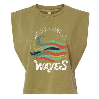 Happiness Comes In Waves  Vacation  Ocean Garment-Dyed Women's Muscle Tee