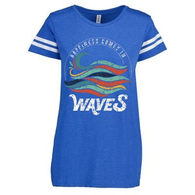 Happiness Comes In Waves  Vacation  Ocean Enza Ladies Jersey Football T-Shirt