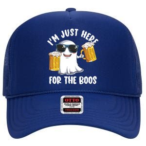 Halloween Costumes Im Just Here For The Boos Beer Gift High Crown Mesh Back Trucker Hat