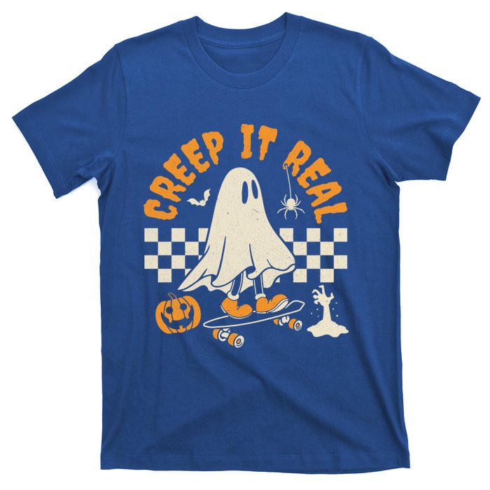 Halloween Creep It Real Ghost Skateboard Cool Gift T-Shirt