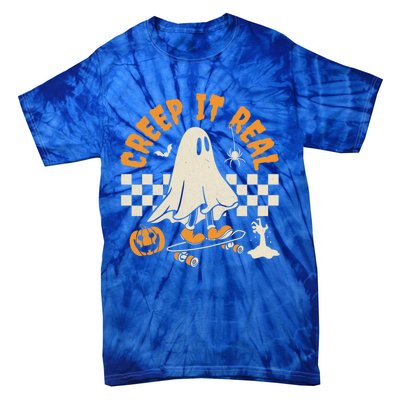 Halloween Creep It Real Ghost Skateboard Cool Gift Tie-Dye T-Shirt