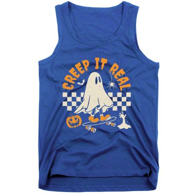 Halloween Creep It Real Ghost Skateboard Cool Gift Tank Top