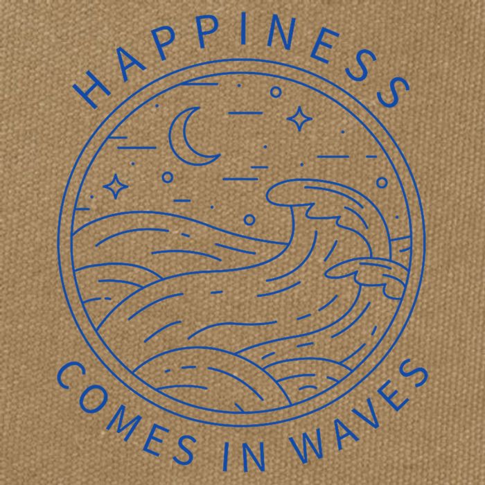 Happiness Comes In Waves Wave Surfer Surf Ocean Beach Lover Cotton Canvas Backpack