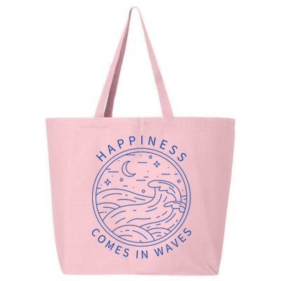 Happiness Comes In Waves Wave Surfer Surf Ocean Beach Lover 25L Jumbo Tote