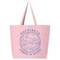 Happiness Comes In Waves Wave Surfer Surf Ocean Beach Lover 25L Jumbo Tote
