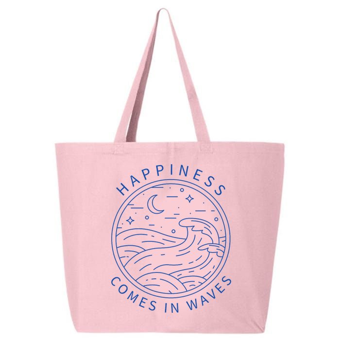 Happiness Comes In Waves Wave Surfer Surf Ocean Beach Lover 25L Jumbo Tote