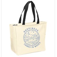 Happiness Comes In Waves Wave Surfer Surf Ocean Beach Lover Zip Tote Bag