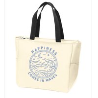 Happiness Comes In Waves Wave Surfer Surf Ocean Beach Lover Zip Tote Bag
