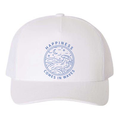 Happiness Comes In Waves Wave Surfer Surf Ocean Beach Lover Yupoong Adult 5-Panel Trucker Hat