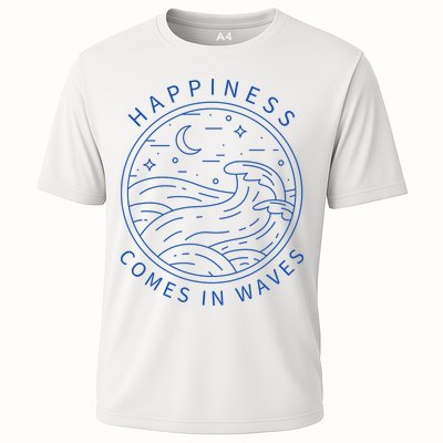 Happiness Comes In Waves Wave Surfer Surf Ocean Beach Lover Performance Shirt
