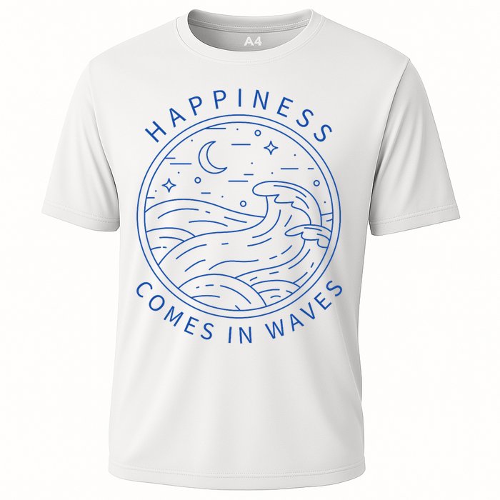 Happiness Comes In Waves Wave Surfer Surf Ocean Beach Lover Performance Shirt