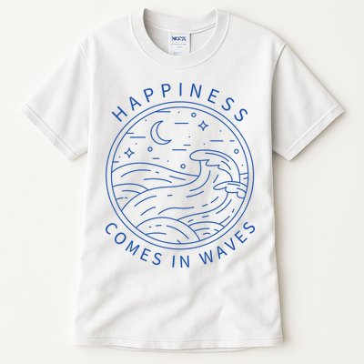 Happiness Comes In Waves Wave Surfer Surf Ocean Beach Lover Tall T-Shirt
