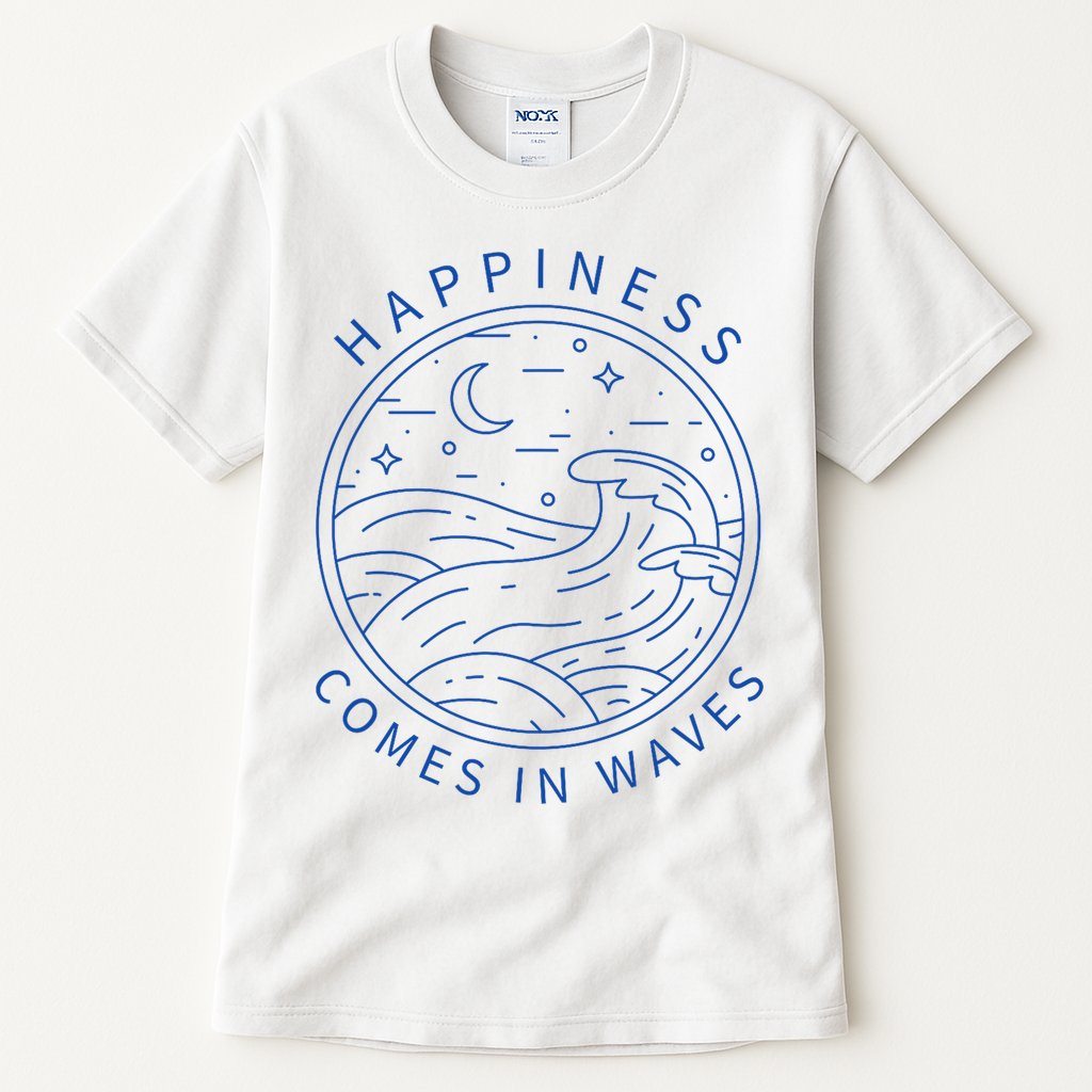 Happiness Comes In Waves Wave Surfer Surf Ocean Beach Lover Tall T-Shirt