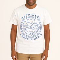 Happiness Comes In Waves Wave Surfer Surf Ocean Beach Lover Tall T-Shirt