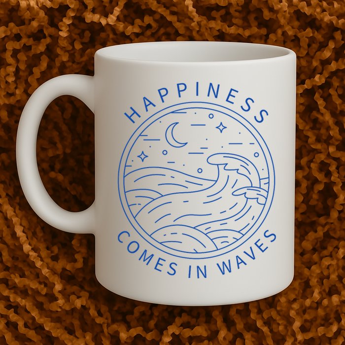 Happiness Comes In Waves Wave Surfer Surf Ocean Beach Lover Mug