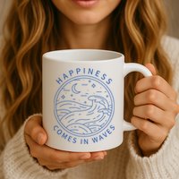 Happiness Comes In Waves Wave Surfer Surf Ocean Beach Lover Mug