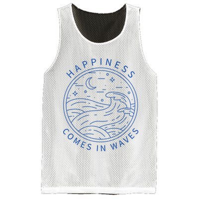 Happiness Comes In Waves Wave Surfer Surf Ocean Beach Lover Mesh Reversible Basketball Jersey Tank