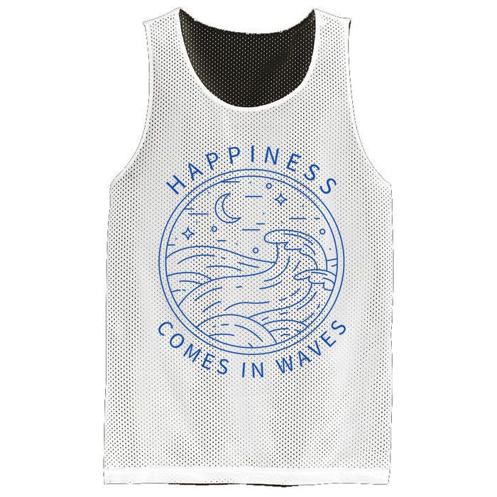 Happiness Comes In Waves Wave Surfer Surf Ocean Beach Lover Mesh Reversible Basketball Jersey Tank