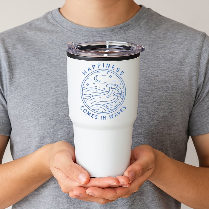 Happiness Comes In Waves Wave Surfer Surf Ocean Beach Lover Tumbler