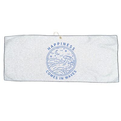 Happiness Comes In Waves Wave Surfer Surf Ocean Beach Lover Large Microfiber Waffle Golf Towel