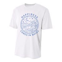 Happiness Comes In Waves Wave Surfer Surf Ocean Beach Lover Youth Performance Sprint T-Shirt