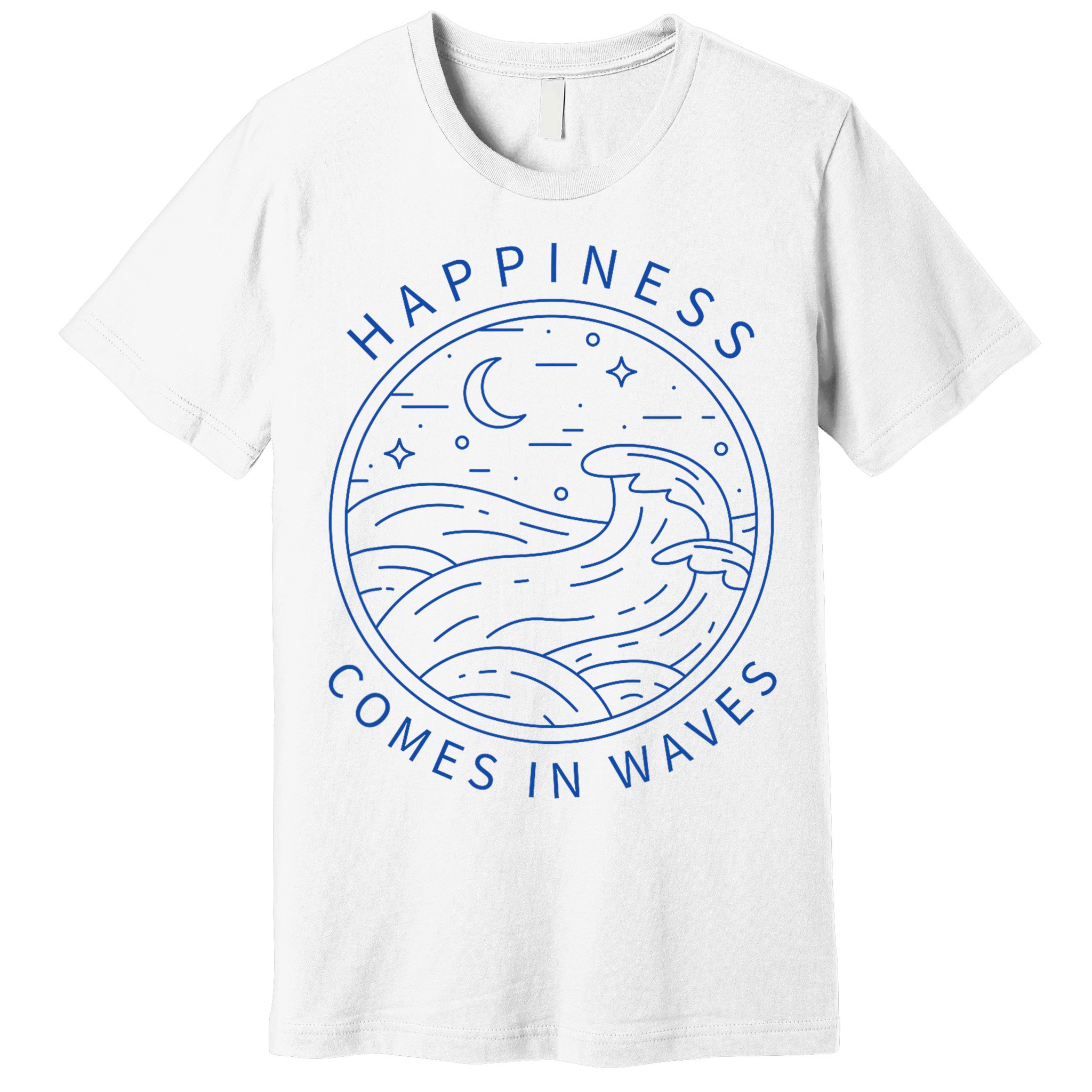 Happiness Comes In Waves Wave Surfer Surf Ocean Beach Lover Premium T-Shirt