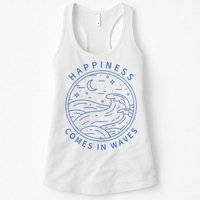 Happiness Comes In Waves Wave Surfer Surf Ocean Beach Lover Womens Tank Top