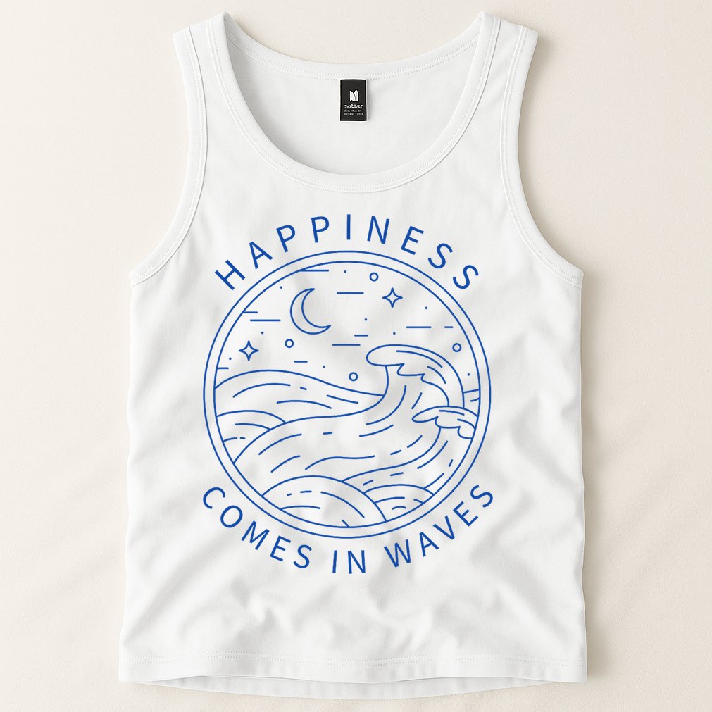Happiness Comes In Waves Wave Surfer Surf Ocean Beach Lover Tank Top