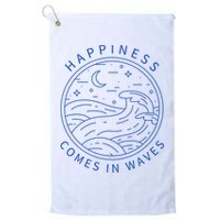 Happiness Comes In Waves Wave Surfer Surf Ocean Beach Lover Golf Towel
