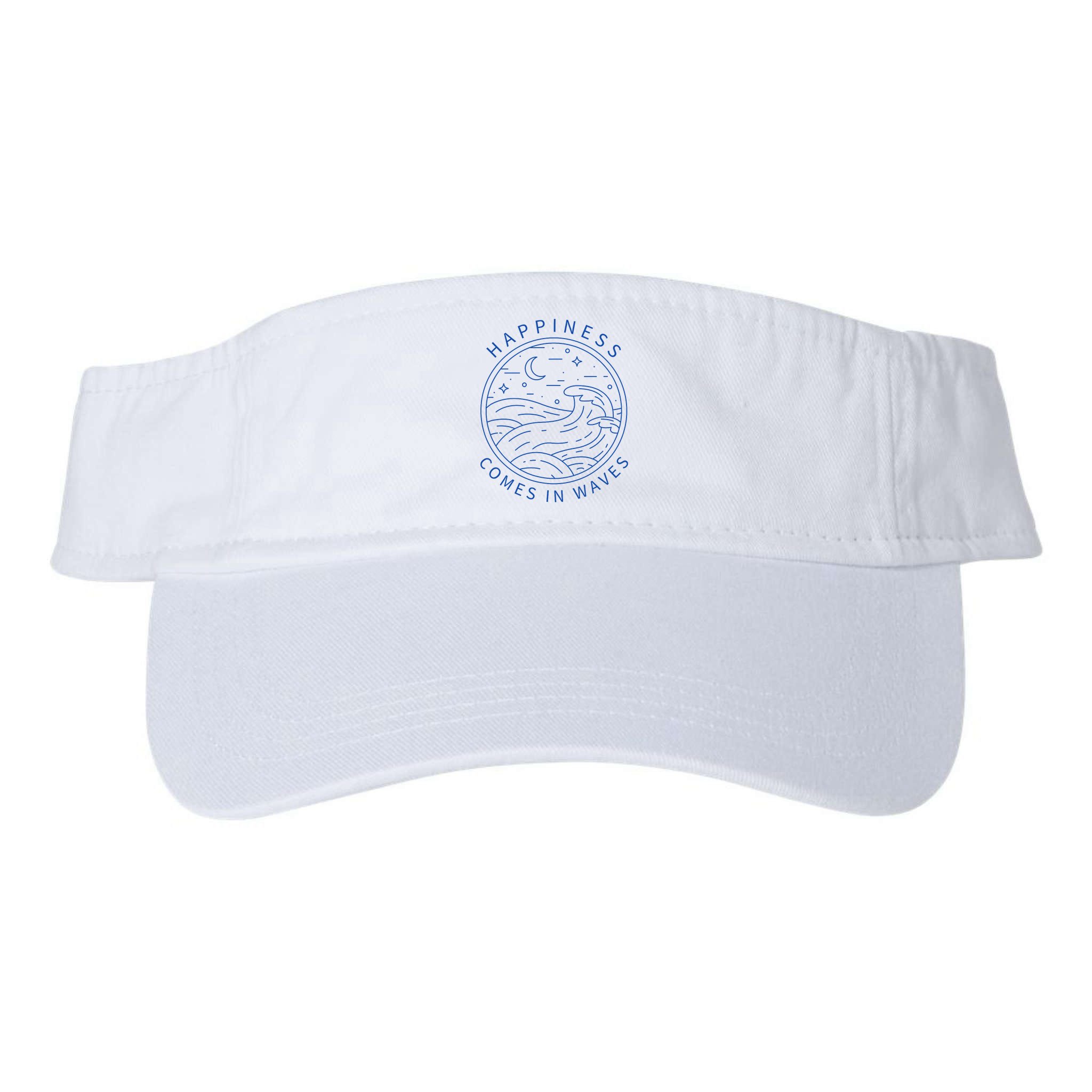 Happiness Comes In Waves Wave Surfer Surf Ocean Beach Lover Visor